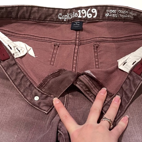 Gap Kids Purple Jeans Girls Size 14 Large Super Skinny Faded Wash Preppy School - Picture 11 of 12